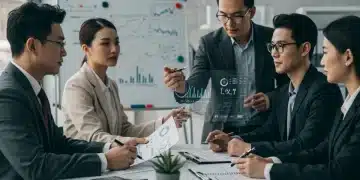 Business team reviewing 2025 IRS tax code changes and financial planning documents.