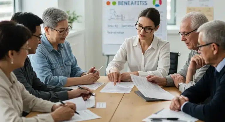 People discussing 2025 disability benefits with an advisor