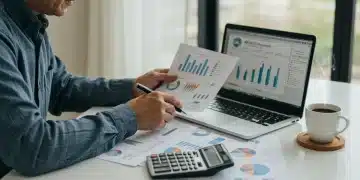 Person analyzing 401k growth charts on a laptop for retirement planning