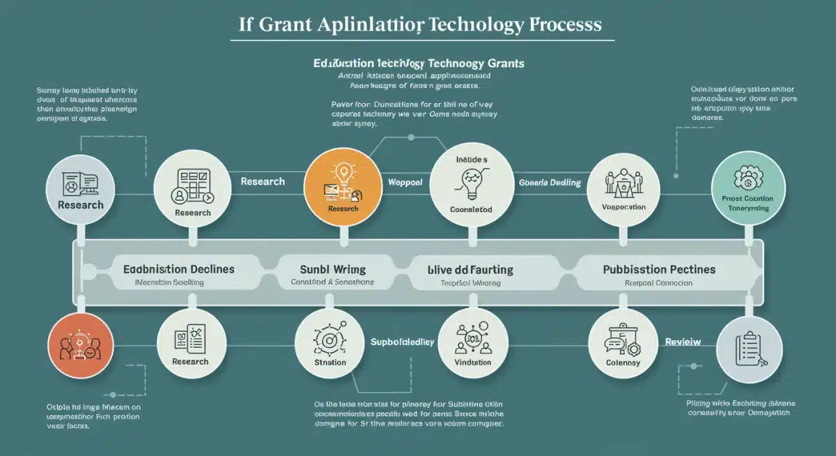 Grant application timeline infographic for federal education technology grants.