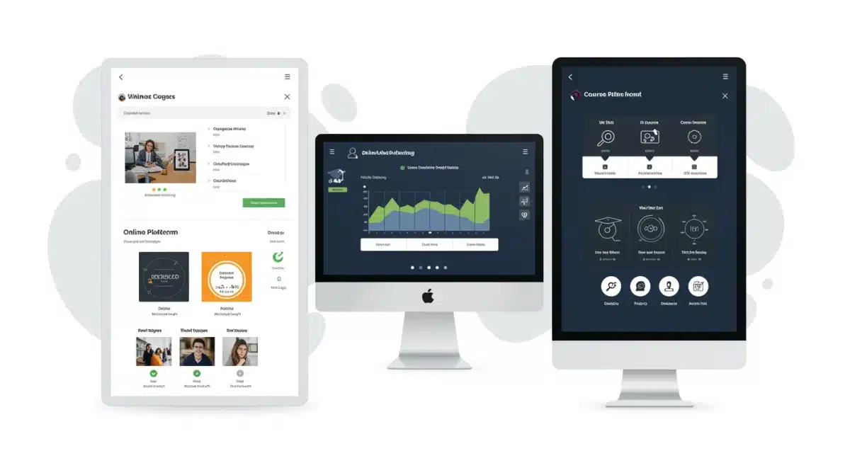 Comparison of two online learning platform interfaces showcasing features