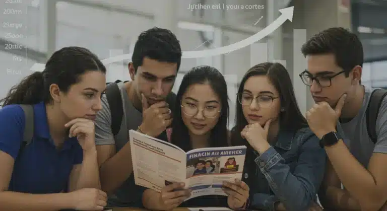 Students contemplating financial aid amidst rising tuition costs