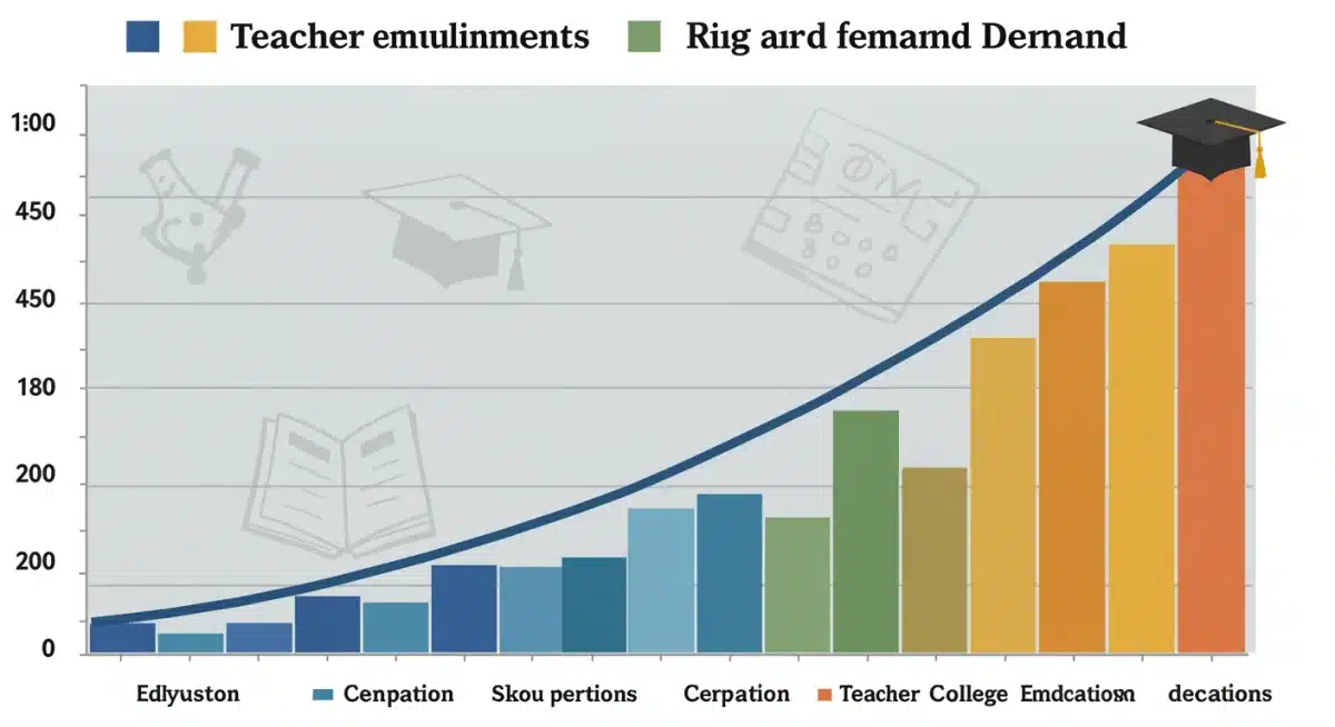 Graph showing declining teacher enrollments and rising demand.