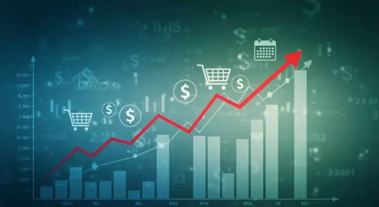 Graph illustrating a 3-month shift in US consumer spending data