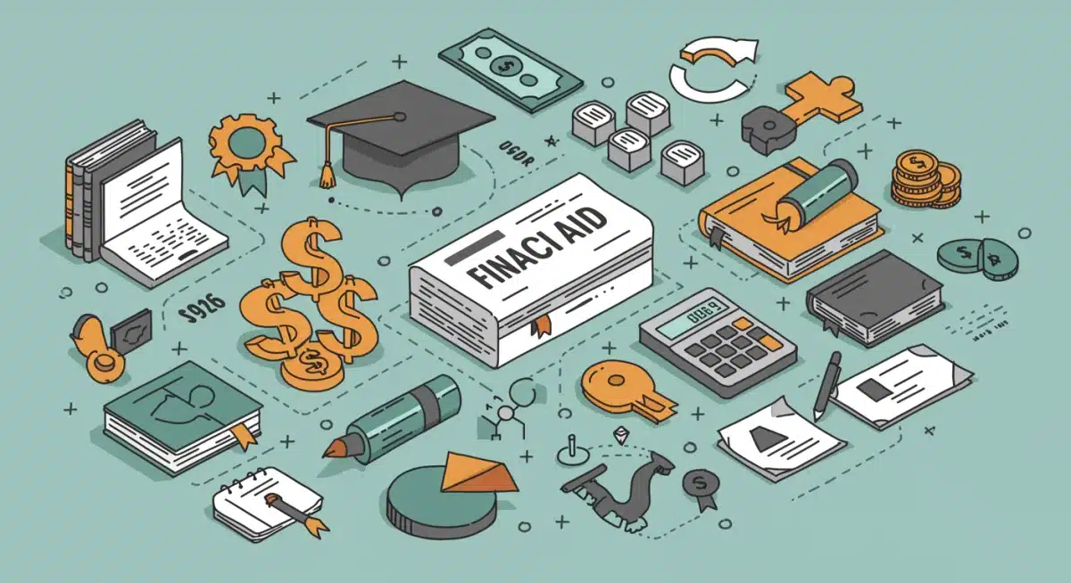 Illustration of interconnected financial aid symbols representing comprehensive educational funding strategies