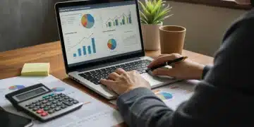 Person analyzing student loan repayment options on a laptop, calculating potential savings.