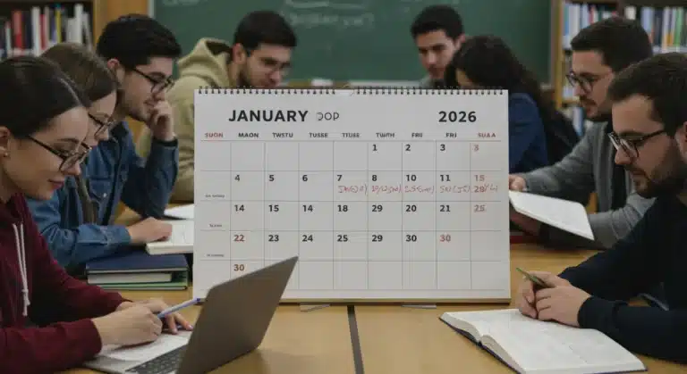 Students diligently studying, aware of US scholarship deadlines in January 2026