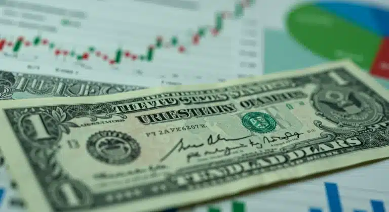 US Treasury Bond Certificate with Financial Charts