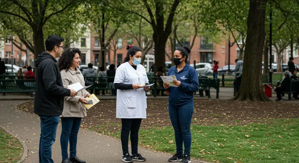 Community health worker promoting preventative health
