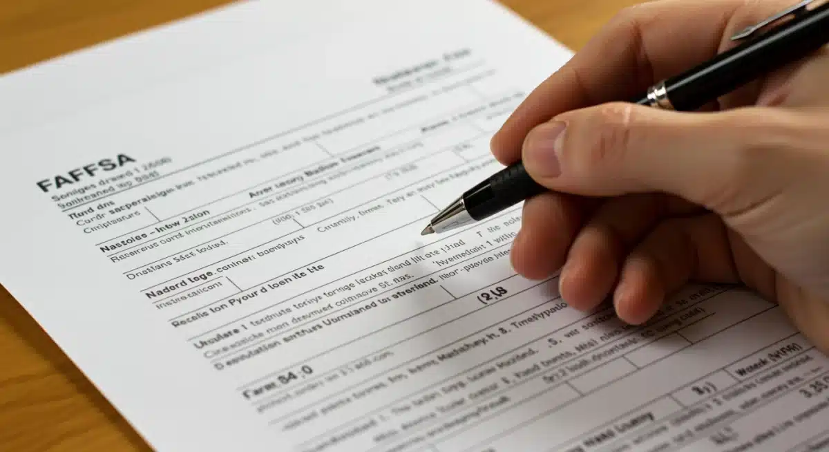 Hand highlighting crucial sections of a FAFSA form