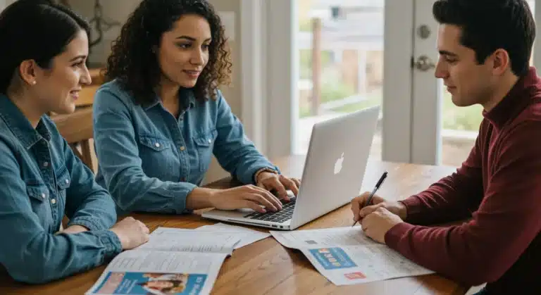 Family completing 2026 FAFSA application on a laptop