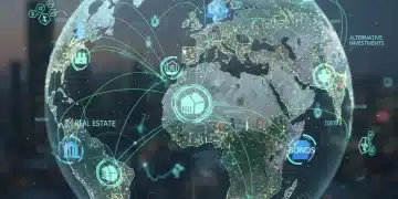 Futuristic digital investment portfolio showing diversified asset classes for 2026