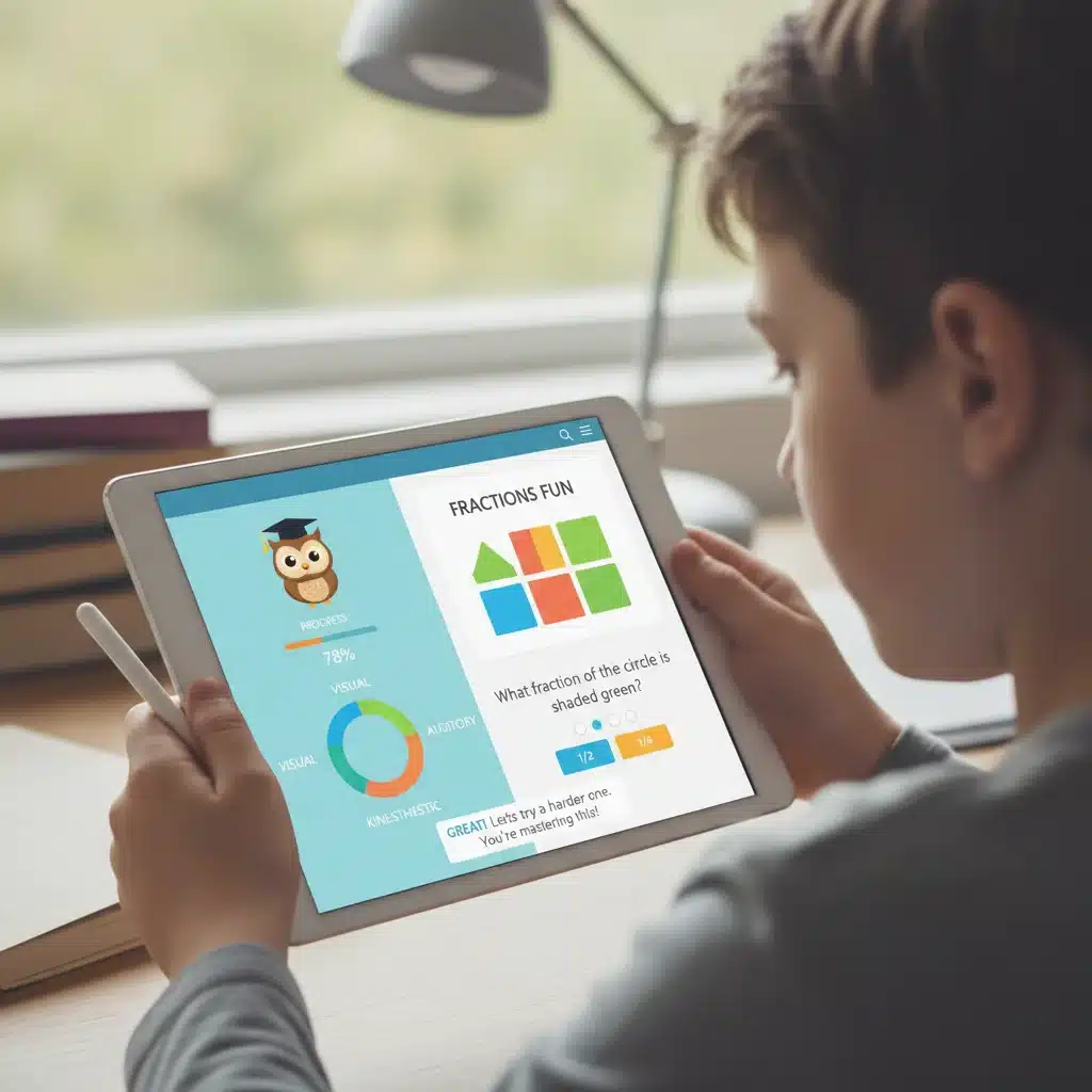 Student engaged with personalized learning platform on a tablet