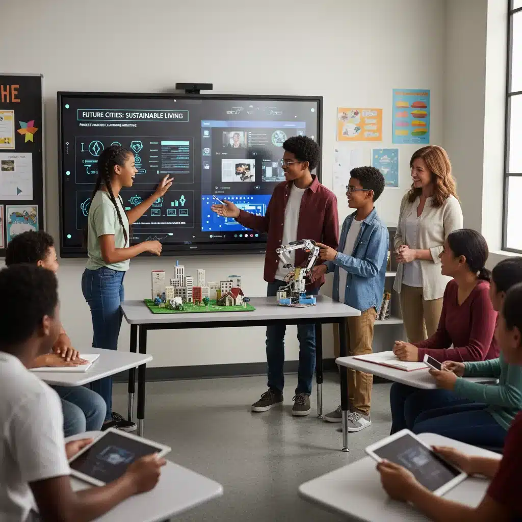 High school students presenting a project-based learning outcome