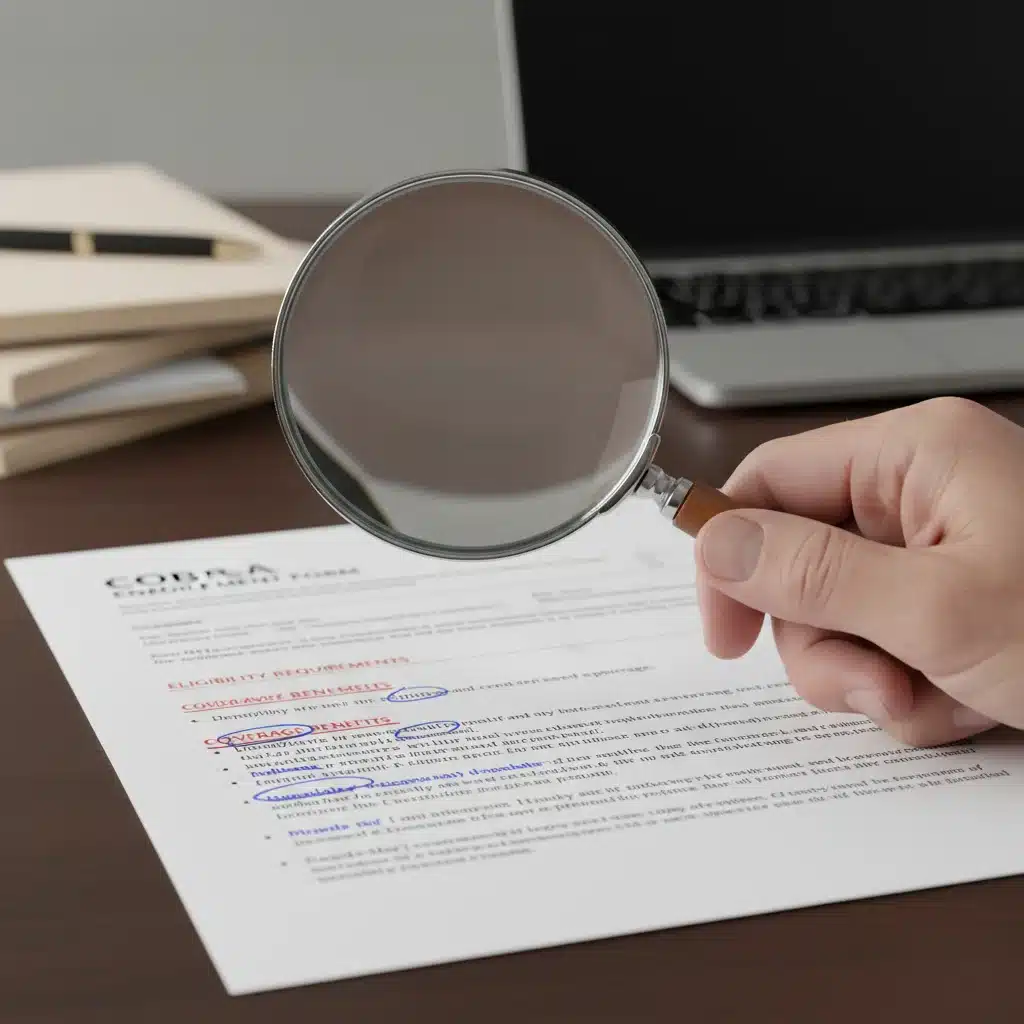 Reviewing COBRA enrollment form for eligibility details