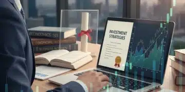 Professional analyzing education assistance benefits on a laptop