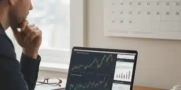 Thoughtful person estimating 2026 disability benefits on a laptop with financial charts.