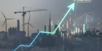 Economic growth chart for Q1 2026 with investment symbols