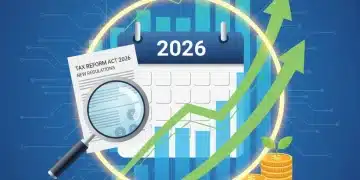 Illustration of 2026 calendar, financial charts, and tax documents symbolizing upcoming tax code changes for investors.