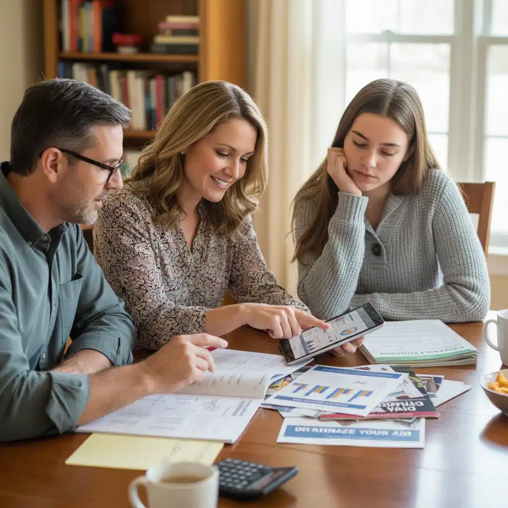 Family discussing college financial aid strategies and planning