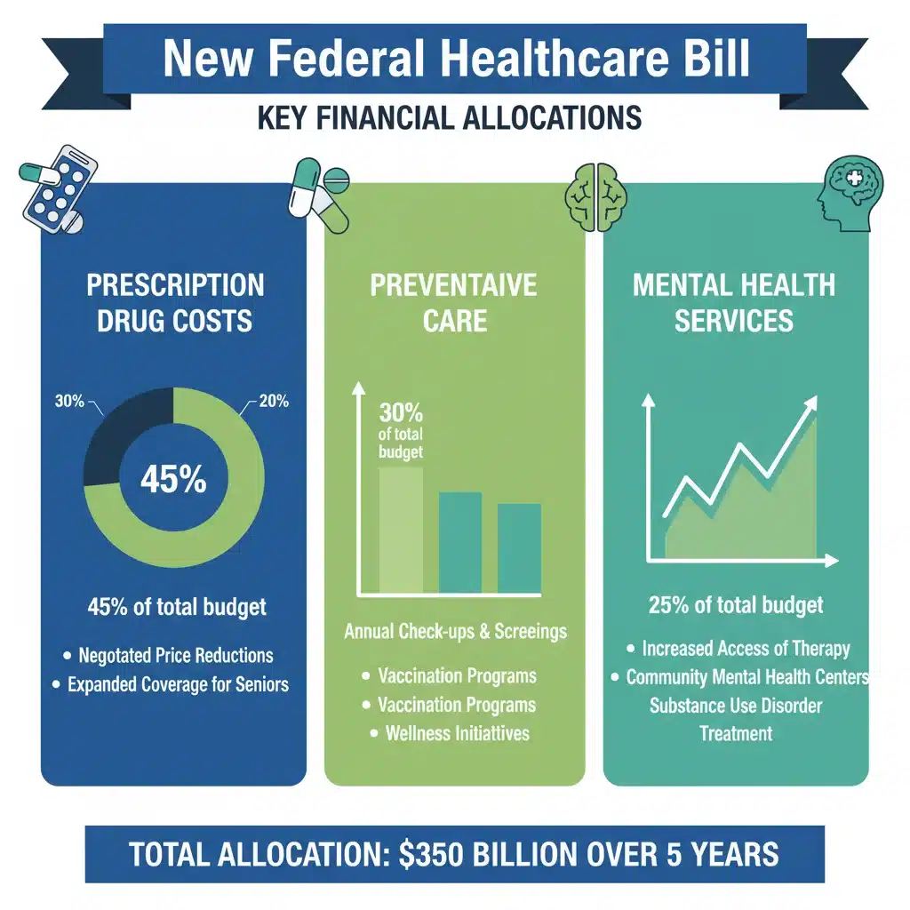 Infographic detailing financial allocations of the federal healthcare spending bill