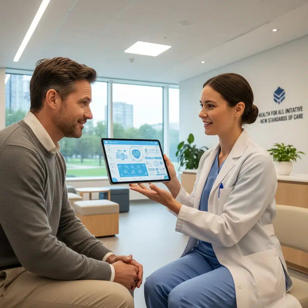 Doctor explaining healthcare benefits to a patient under new legislation