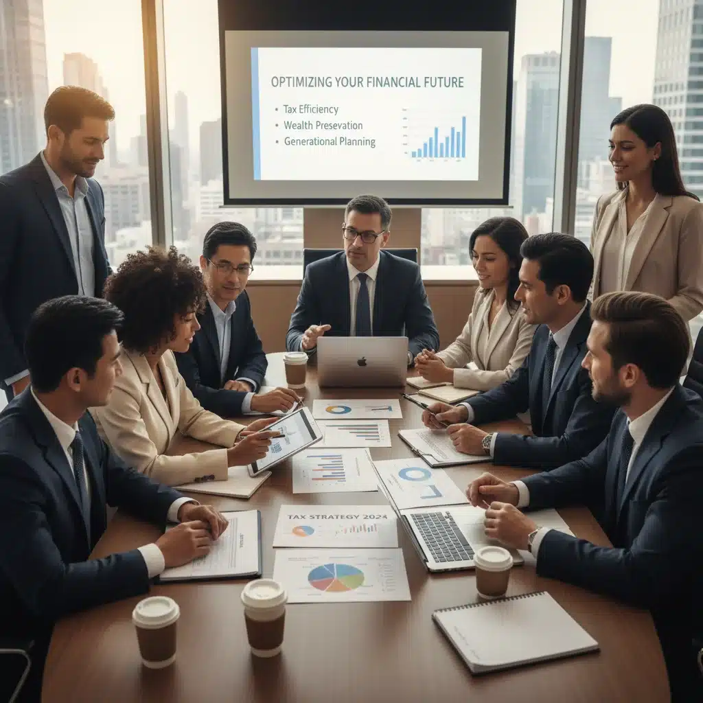 Financial advisors and investors collaborating on tax optimization strategies.