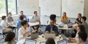 Addressing Teacher Shortages US: Innovative Educational Strategies 2026 Diverse educators collaborating in professional development workshop