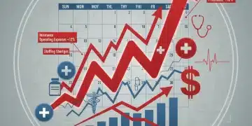 Infographic depicting 2026 healthcare inflation forecast with rising costs and medical symbols.