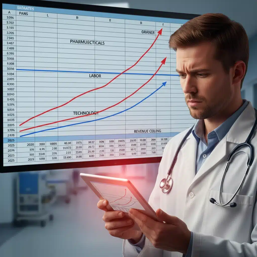 Healthcare provider analyzing rising operational costs and budget challenges.