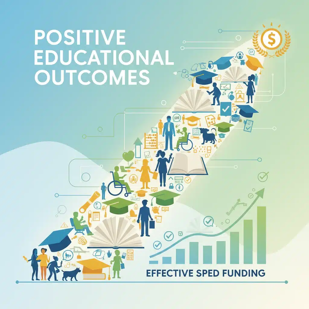 Infographic showing positive outcomes and growth from effective special education funding.