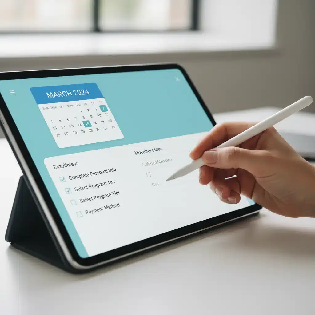 Person completing online wellness program enrollment form.