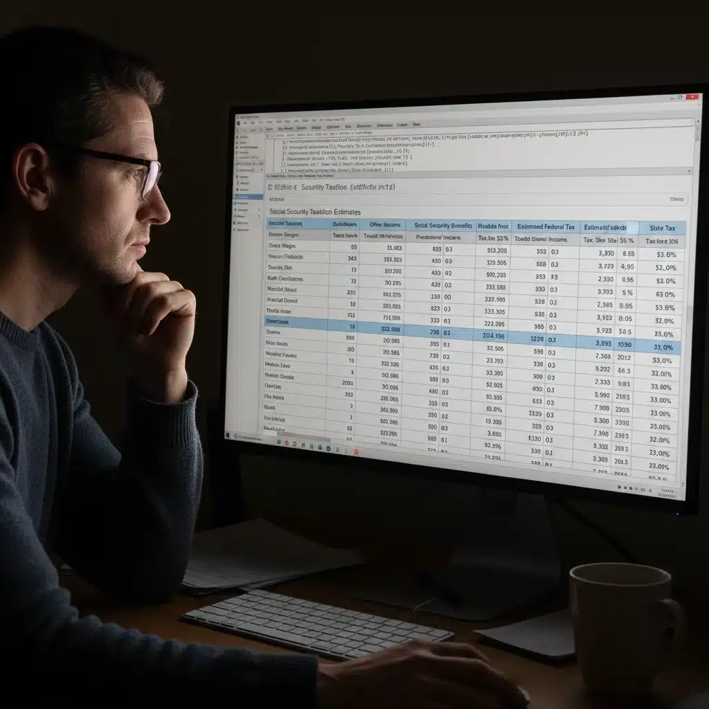Person analyzing Social Security tax implications on a financial spreadsheet