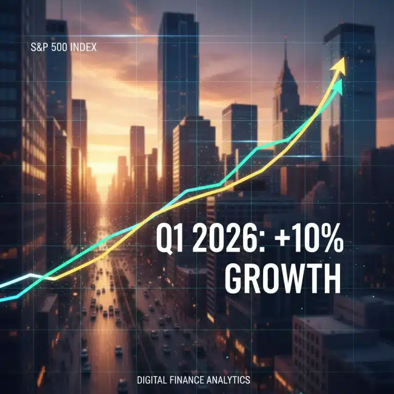 S&P 500 index chart showing 10% growth in Q1 2026, representing strong market performance.