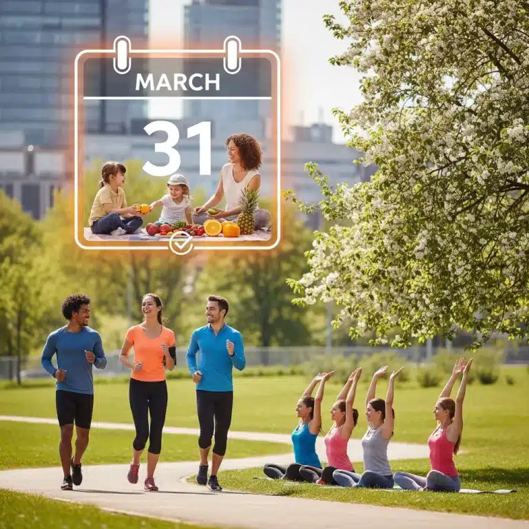 Diverse group engaging in healthy activities with a March 31st deadline reminder.